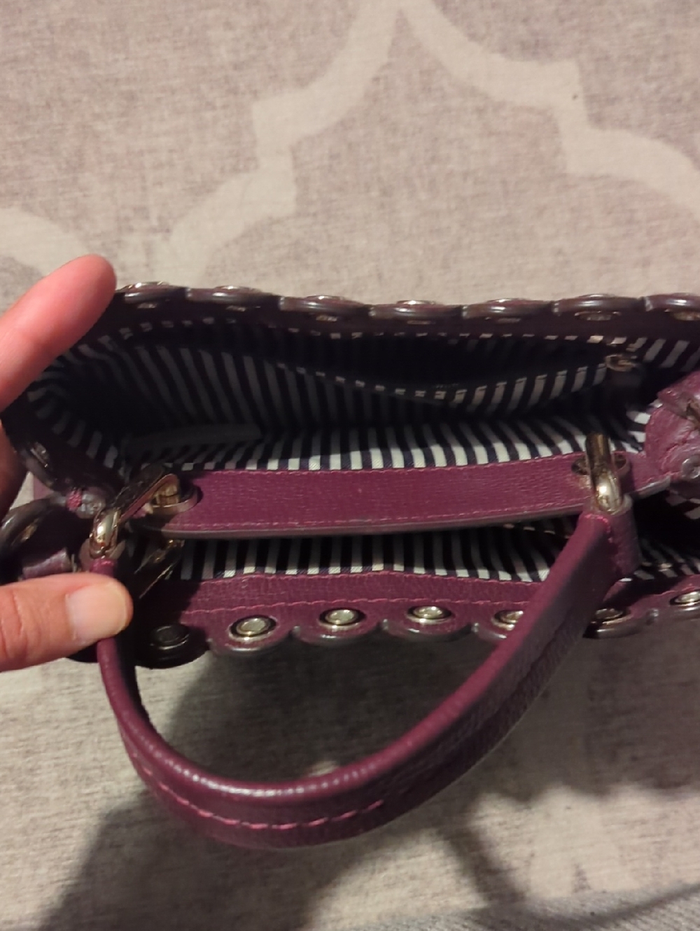kate spade Plum Scalloped Grommet-Trim Leather Tote - Picture 4 of 5